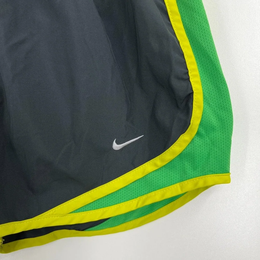 Nike Dri-FIT Tempo Running Shorts Womens Small Grey Green Yellow Athletic Gym